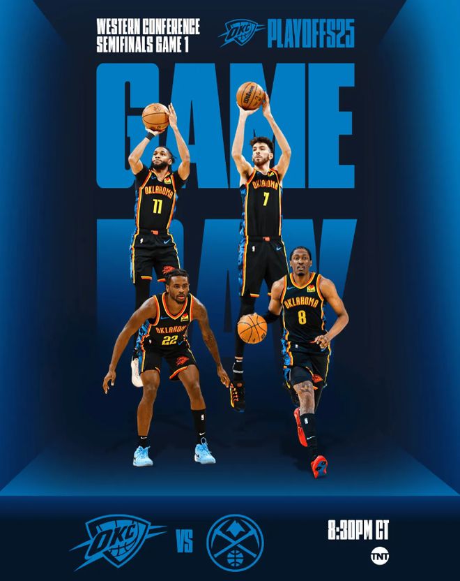 5月6日NBA2024-25季后赛次轮西部焦点之战：雷霆vs掘金