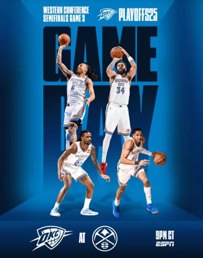 5月10日NBA季后赛次轮西部焦点战！掘金主场迎战雷霆G3